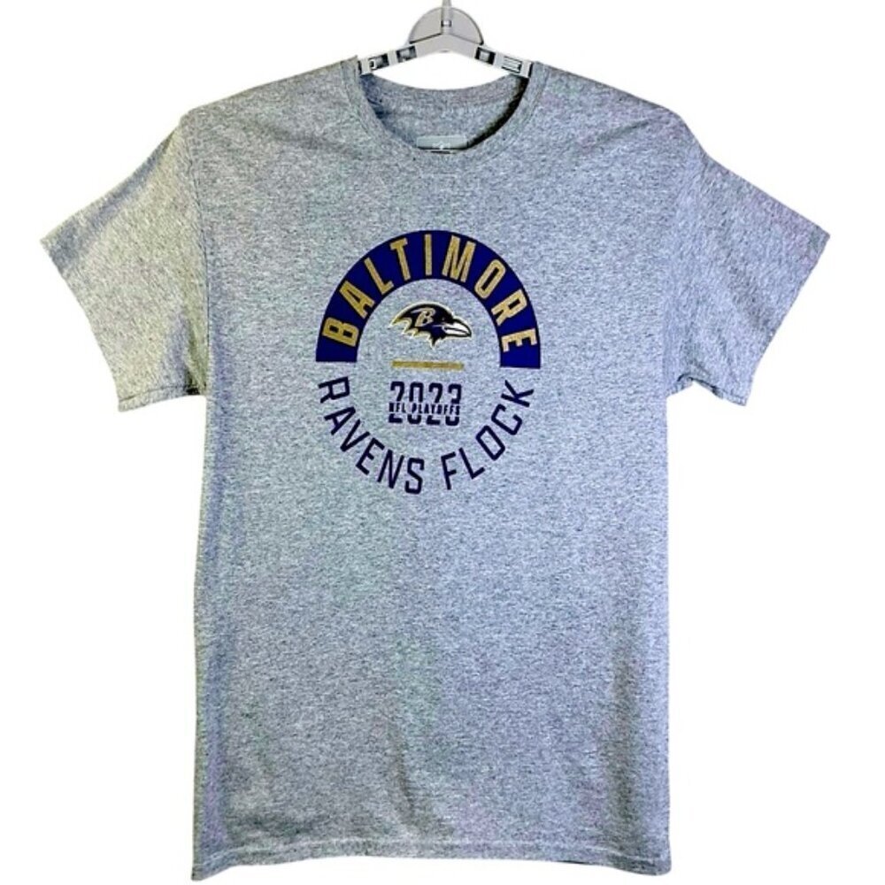 Baltimore Ravens T-Shirt Crew Neck Short Sleeve Gray T-Shirt Unisex Mens Large - Picture 10 of 16